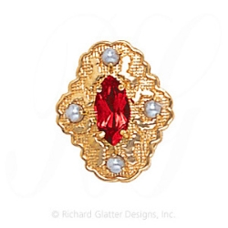 GS490 G/PL - 14 Karat Gold Slide with Garnet center and Pearl accents 